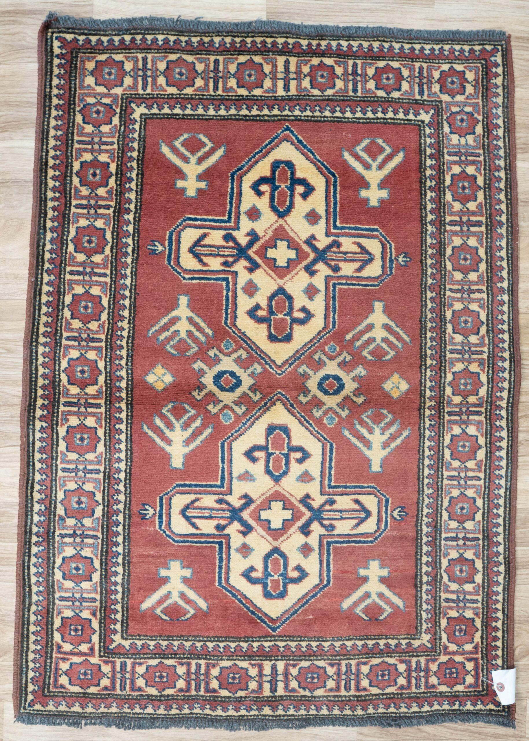 Kazak Wool Rug 3.9x2.4